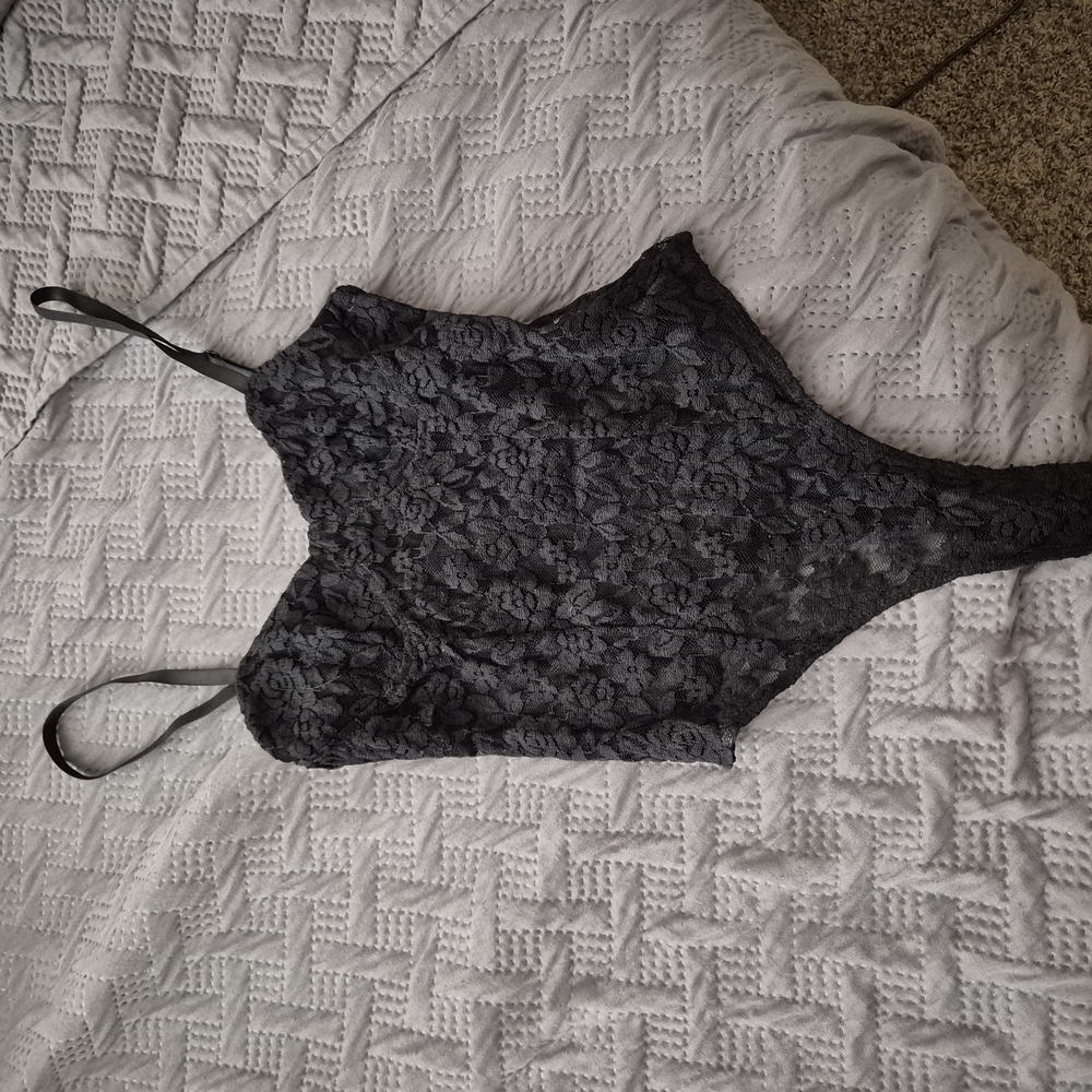 SHEIN Black Lace Chemise with Adjustable Straps